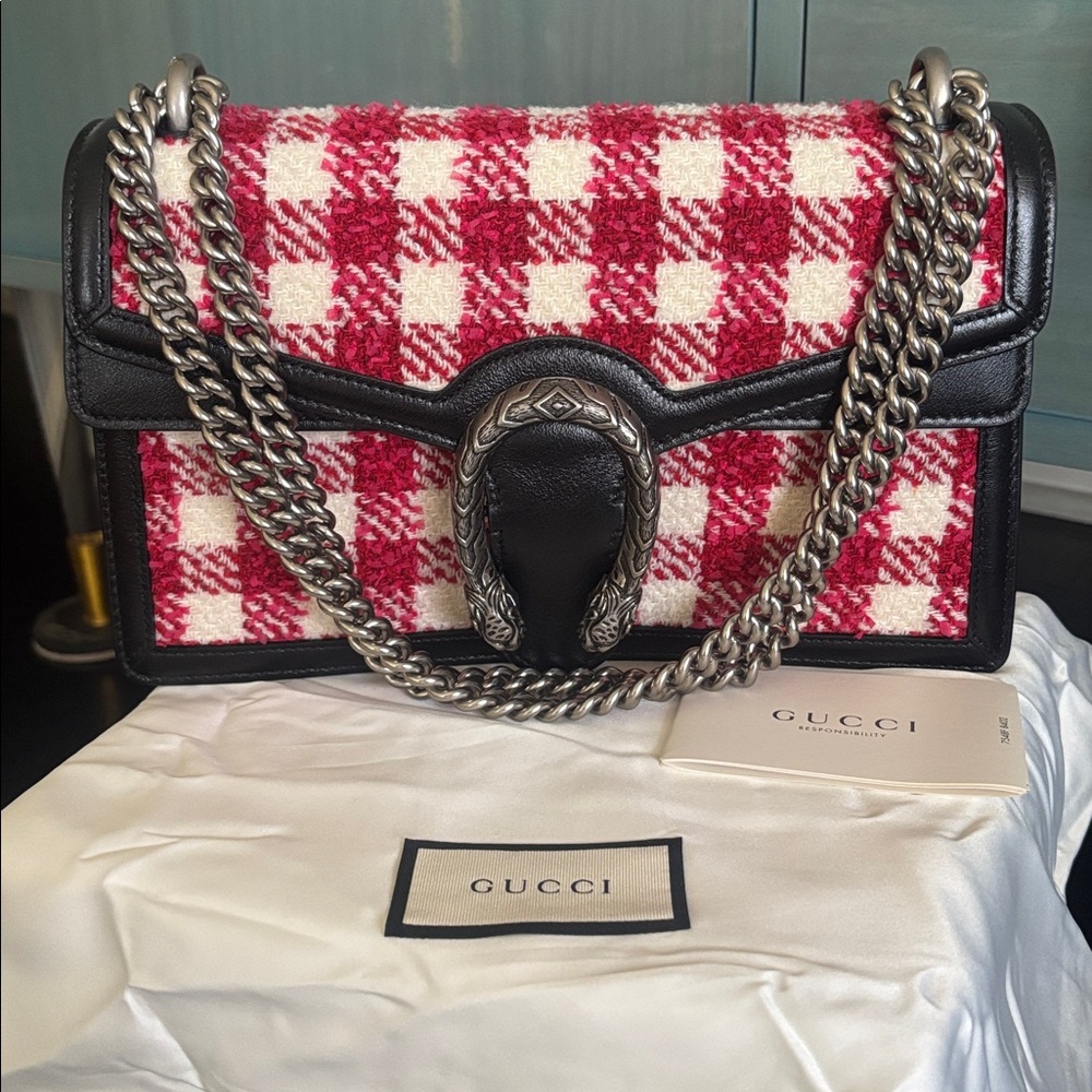 Brand New Gucci Dionysus Medium Tweed Plaid Bag with Dust Bag and Paperwork RARE
